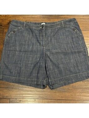 Just My Size Jean Shorts Womans 26W Blue Denim Button Flap Pockets